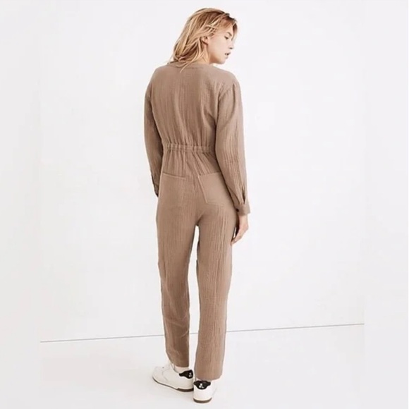 Madewell Lightspun Stitched-Pocket Brown Jumpsuit coverall - Picture 3 of 13